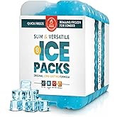 Healthy Packers Ice Packs for Lunch Boxes & Coolers - Freezer Packs - Original Cool Pack | Cooler Accessories for Beach, Camping & Fishing | Slim & Long-Lasting Reusable Ice Pack for Cooler