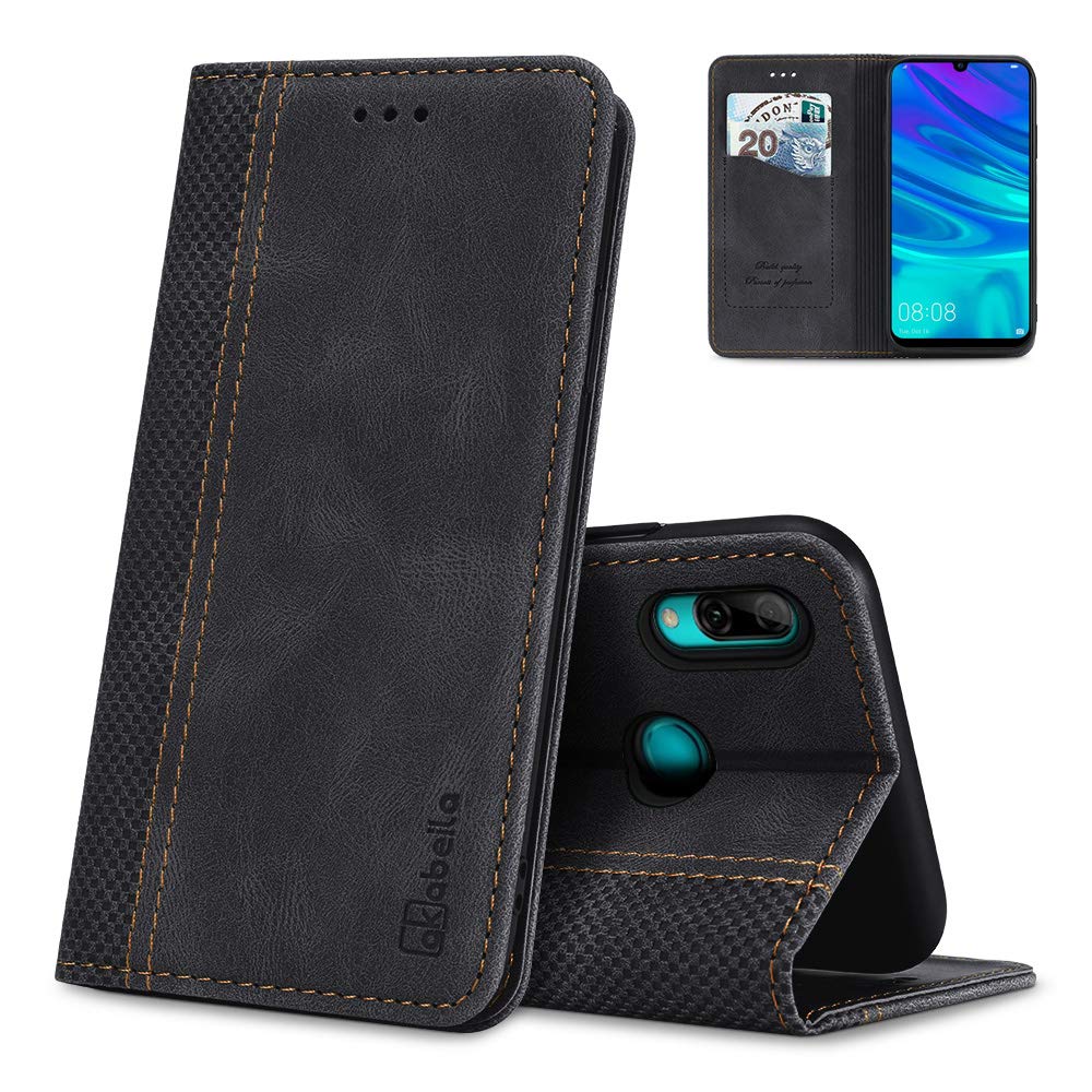 AKABEILA Case for Huawei P Smart 2019/Honor 10 Lite Premium PU Leather Flip Wallet Case with Magnetic Closure Kickstand Card Slots Folio Phone Case Cover Shockproof Black