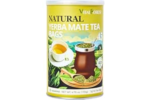 45 Yerba Mate Tea Bags, VitalForest Unsmoked Yerba Mate from Rainforest, Energy Burst Yerba Tea