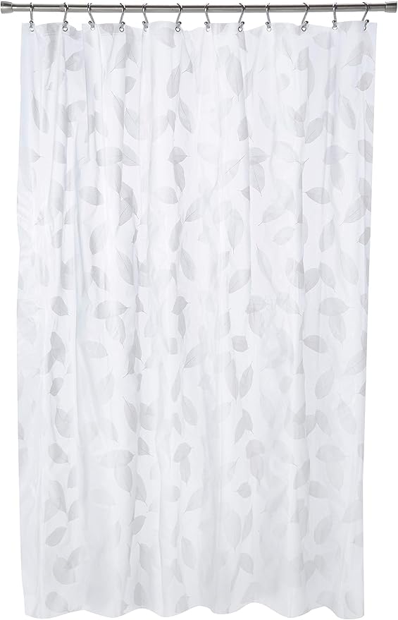 Amazon Com Ex Cell Modern Leaf Shower Curtain White Home Kitchen