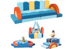 Erament 22Pcs Modular Kids Play Couch for Toddler - Kids Sofa Bed for Playroom, Convertible Furniture Ocean Theme Modular Sofa Building Fort for Inspiring Creativity