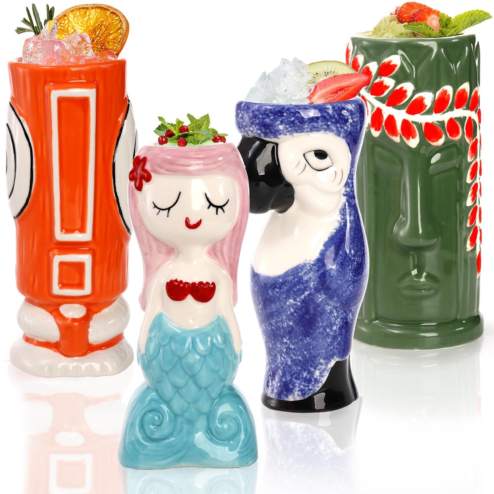 Photo 1 of ***ONLY 2***
Peohud 4 Pack Ceramic Tiki Mugs, Exotic Tiki Glasses for Cocktails, Hawaiian Party Mugs, Tropical Tiki Drinking Tumbler Cups for Mai Tai, Pina Colada, Tiki Bar Professional Barware