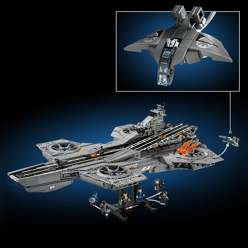 ǀ Marvel Elivelivolo S.H.I.E.L.D. - Kit di Modellismo per Adulti - 6 Minifigure, tra cui Captain America e Nick Fury - Decorazione per Mensola Fai da Te - Regalo per i Fan degli Avengers - 76354