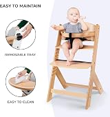 Kinderkraft ENOCK 2-in-1 Wooden High Chair 6m-10y Beechwood White view 6
