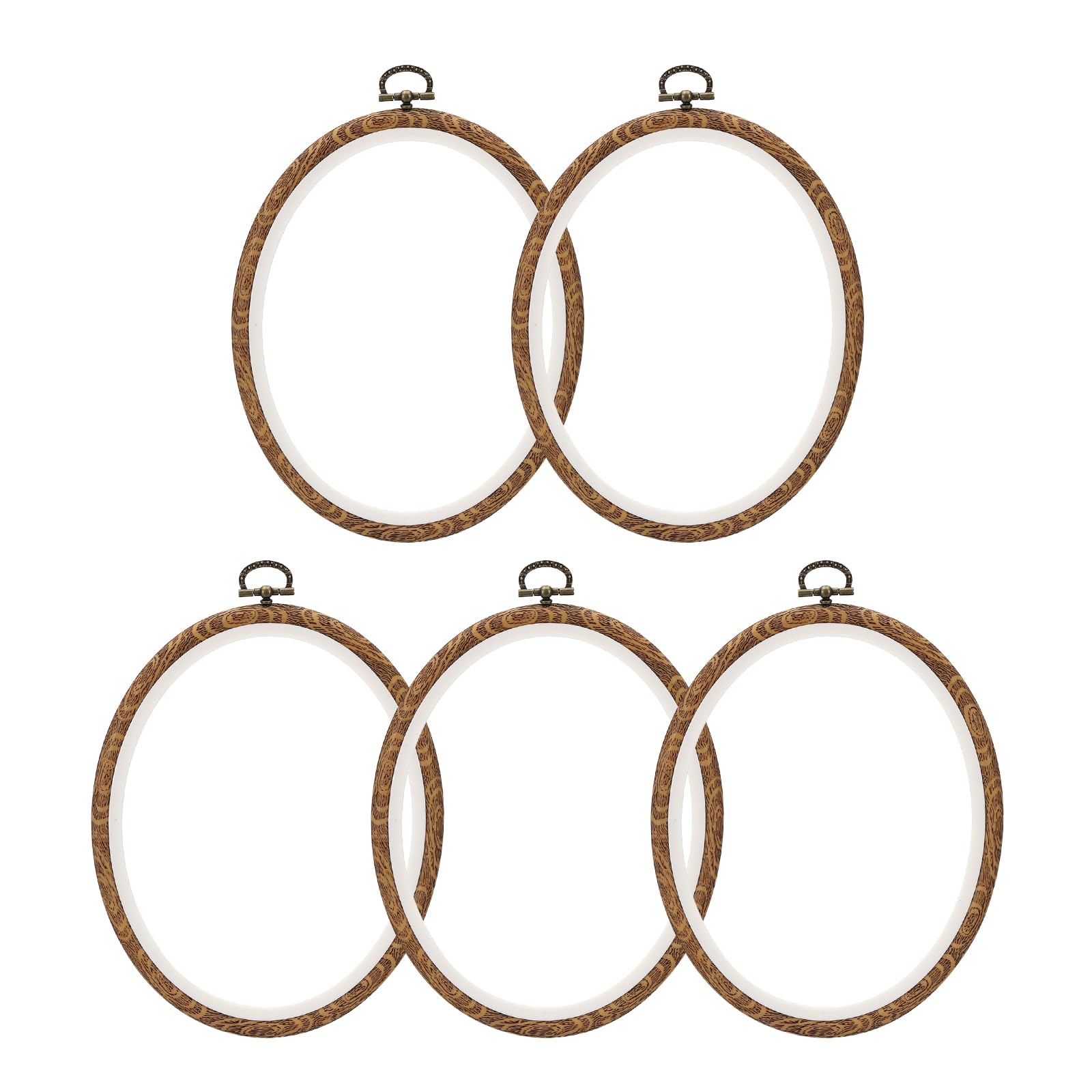 PATIKIL 7x5.9inch Embroidery Hoops, 5Pieces Imitated Wood Oval Frame Cross Stitch Hoop Ring for Embroidery Art Craft Sewing Ornaments Hanging Decoration