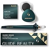 Guide Beauty Eyeliner Duo with GUIDE Wand, Black | Black Cream Eyeliner And GUIDE Wand For Tightlining, Wings And Defined Lash Lines, Ergonomic Tool For Smooth, Steady Control