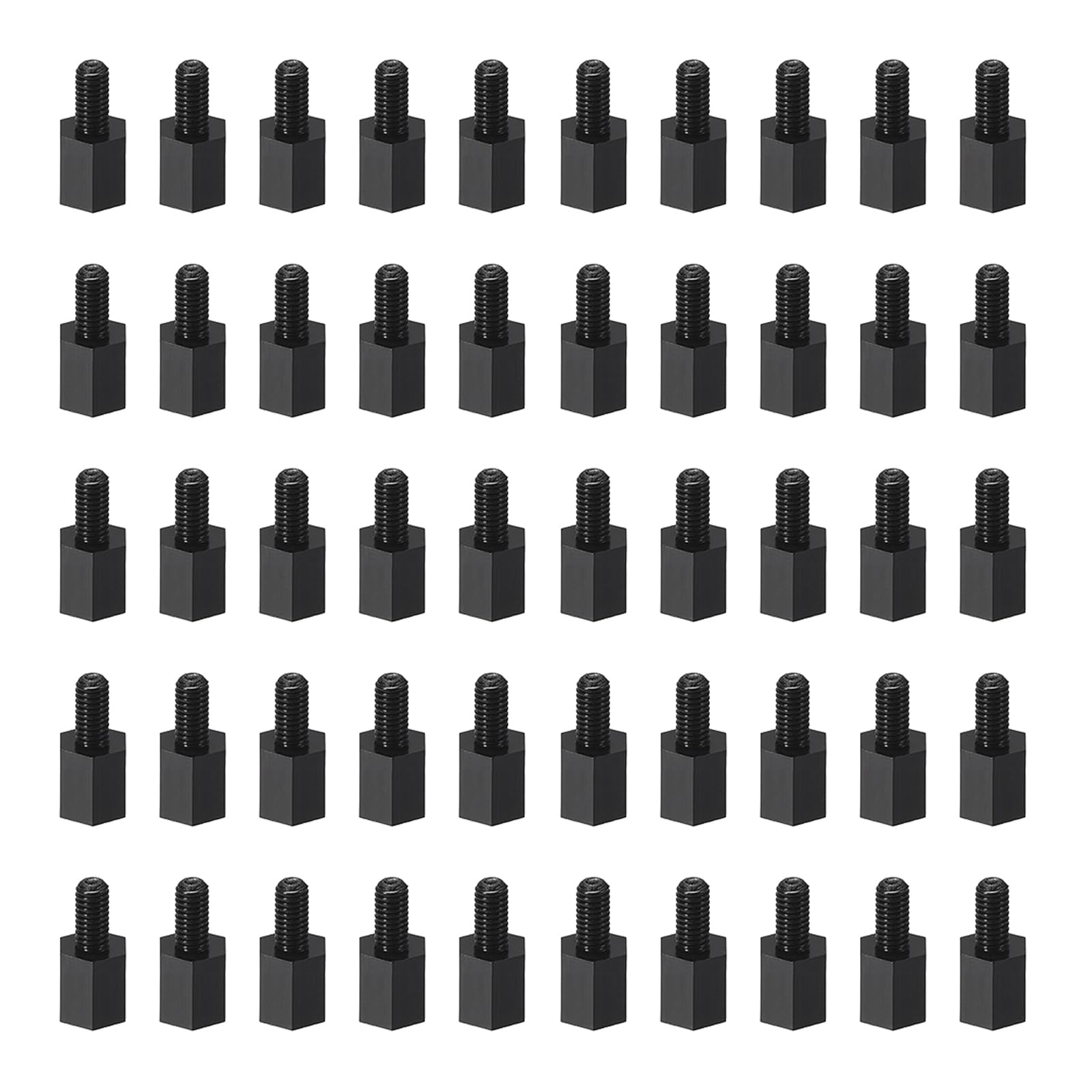YOKIVE 75 Pcs M3 Standoff Screws, Nylon Hex PCB Standoffs with High Insulation Effect, Keep Height Consistent, Great for Motherboard (Black, 6mm+6mm)