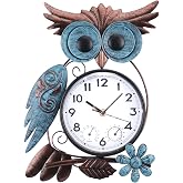 MUMTOP Outdoor Clock, Owl Clock for Patio Pool Garden Home Decor | Waterproof, Thermometer Combo, 14.56 Inch, Easy to Read