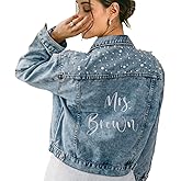 Embroidered Bride Denim Jacket, Bride Jean Jacket, Future Mrs Jacket, Custom Personalized Pearl Denim Jacket, Wedding Gift