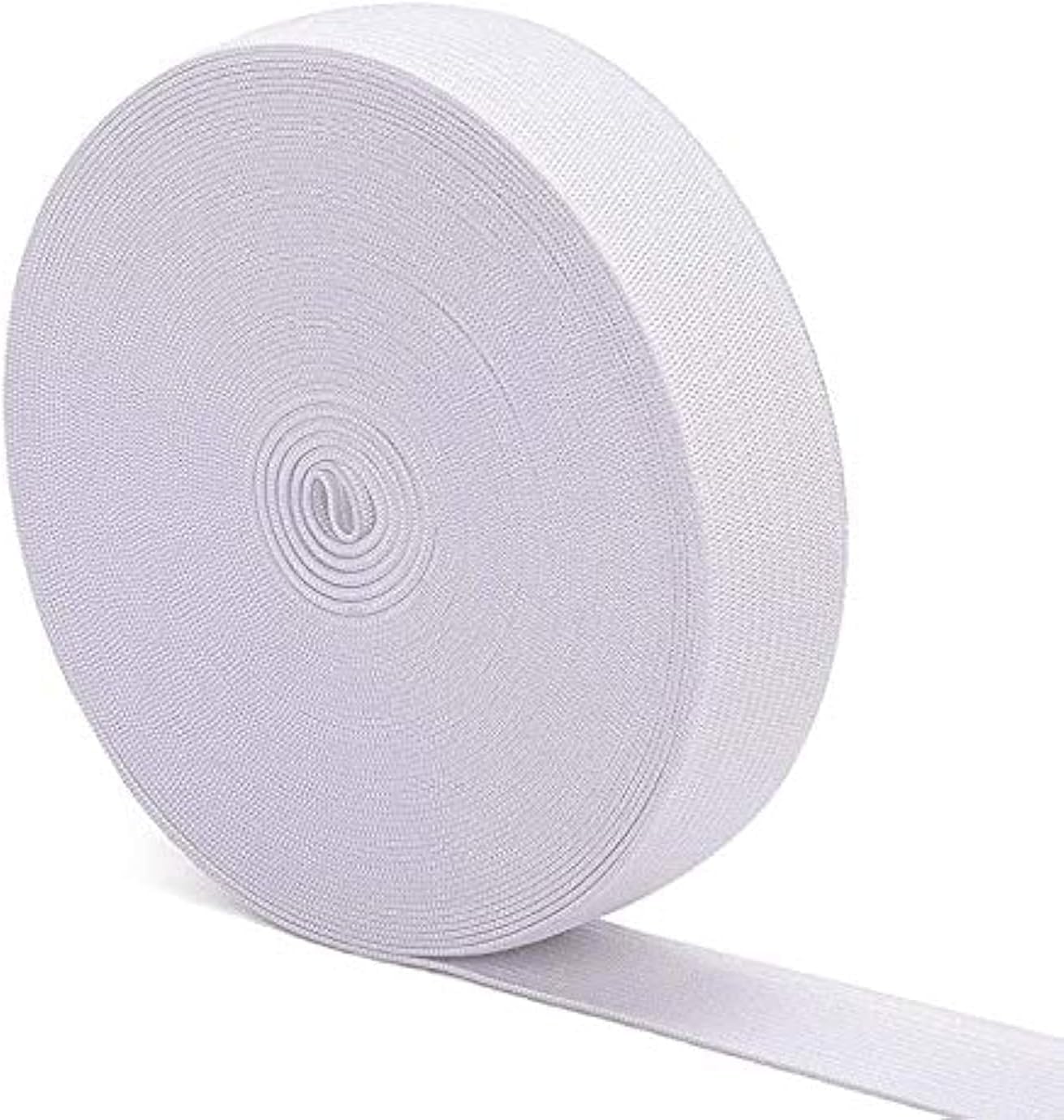 Thick White Elastic Bands for Sewing DENSCO Waistband 25mm 10 Meters 1 inch Wide Roll of Elastic, Dressmaking, Headbands, Trouser, Wig Band and DIY Craft (WHITE-25MM-10M) — image 1