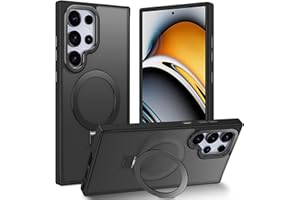 STERKER Magnetic Ring Stand Case for Samsung Galaxy S23 Ultra Case [Military Grade Drop Protection][Case for Magnetic] with Kickstand, Matte Translucent Slim Case for S23 Ultra, Black