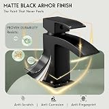 Hapilife Basin Taps Waterfall Black Matte Mono 1 Hole with Slotted Waste view 3