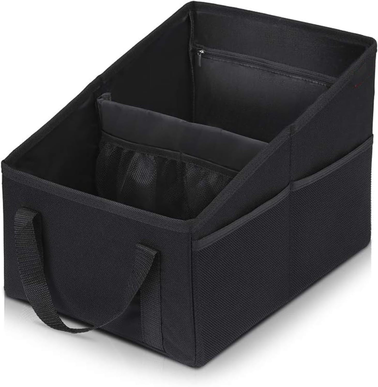 Foldable Car Backseat Organizer – Large Capacity Vehicle Storage Box with Multiple Compartments, Collapsible Heavy-Duty Car Organizer, Durable Waterproof Oxford Fabric