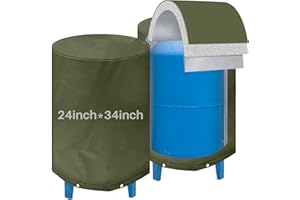 Windyun Round Water Pressure Tank Cover (5°F), 24'' Diameter x 34'' Height Weatherproof Insulated 3 Layers Outdoor Well Covers for Yard Outside Winter Freeze Protection(Army Green)