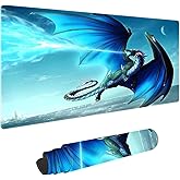 Blue Dragon Customized Large Extended Gaming Mouse Pad with Stitched Edges and Non-Slip Rubber Base,Suitable for Office and Home Use,31.5x15.7 Inches