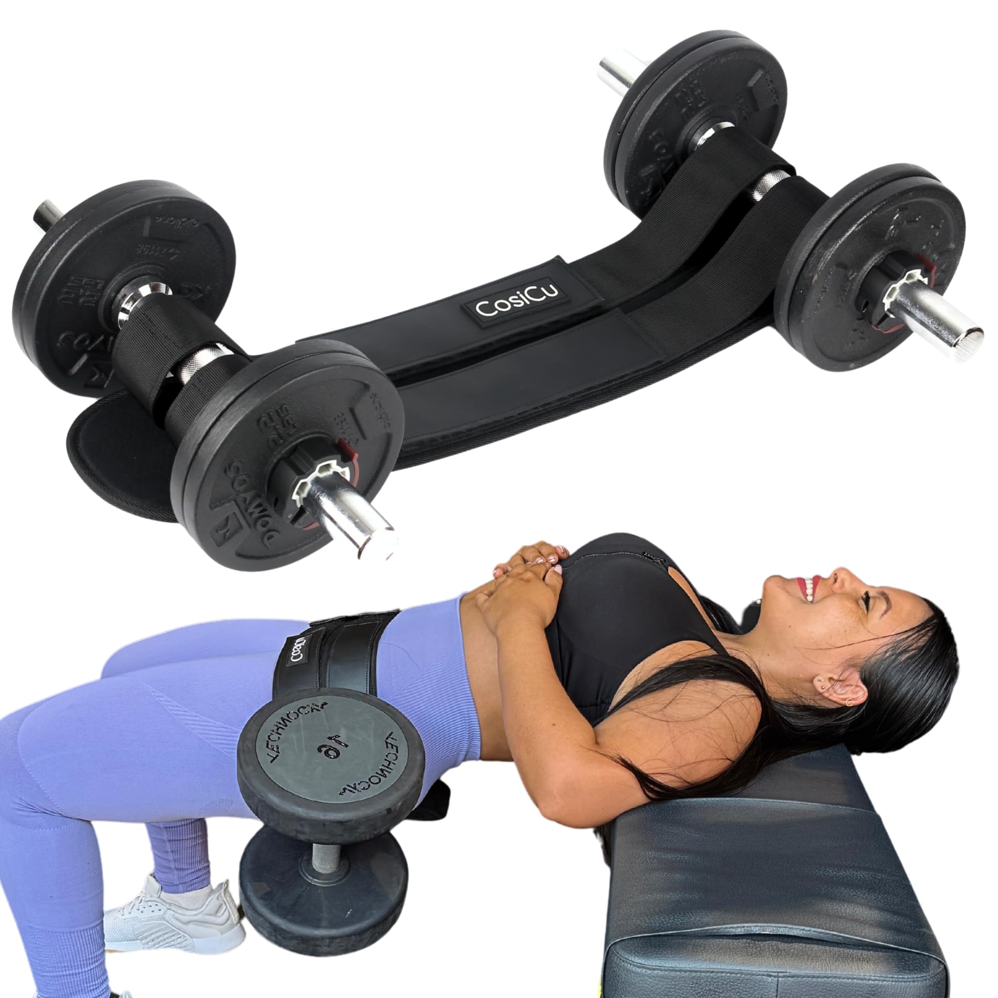 Photo 1 of Hip Thrust Belt for Glute Workouts – Heavy Duty Booty Builder for Dumbbells, Kettlebells & Plates Up to 400 LBS – Double Strap Support, Adjustable Fit for Women & Men – Double Hook & Loop, Home or Gym.