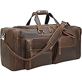 Polare 26" Leather Duffel Weekender Travel Bag For Men With Full Grain Cowhide Leather 56L