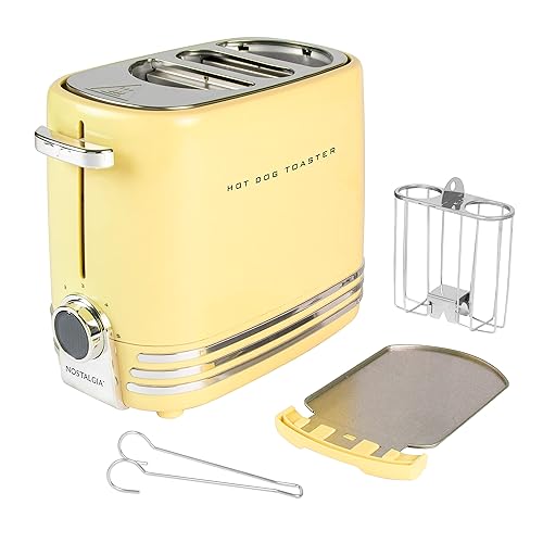 Nostalgia Pop-Up Hot Dog and Bun Toaster With Mini Tongs, Works