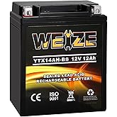 Weize YTX14AH-BS High Performance - Maintenance Free-Sealed AGM ATV Motorcycle Battery for Polaris Sportsman 570 Trail Blazer 250 Ranger 400 500 Suzuki King Quad 300 QuadRunner 250