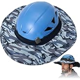 Aolamegs Climbing Helmet Sunshade Hat, Cotton Wide Brim Hard Hat Sun Shade with Elastic Band &amp; Loop, Universal Fit for Climbing Rescue Helmet Accessories
