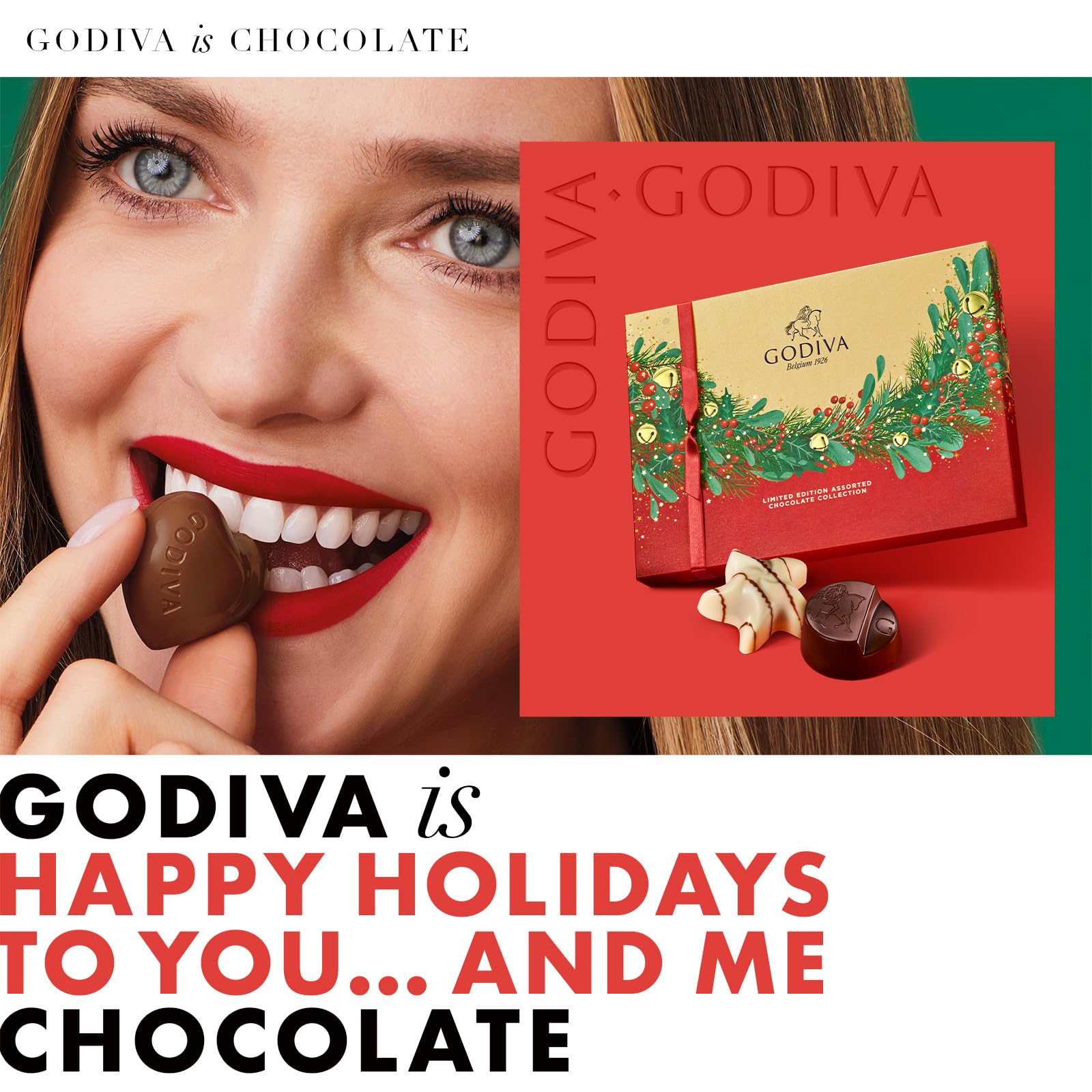 Godiva Assorted Chocolate Holiday Gold Gift Box 18 Piece Gourmet
