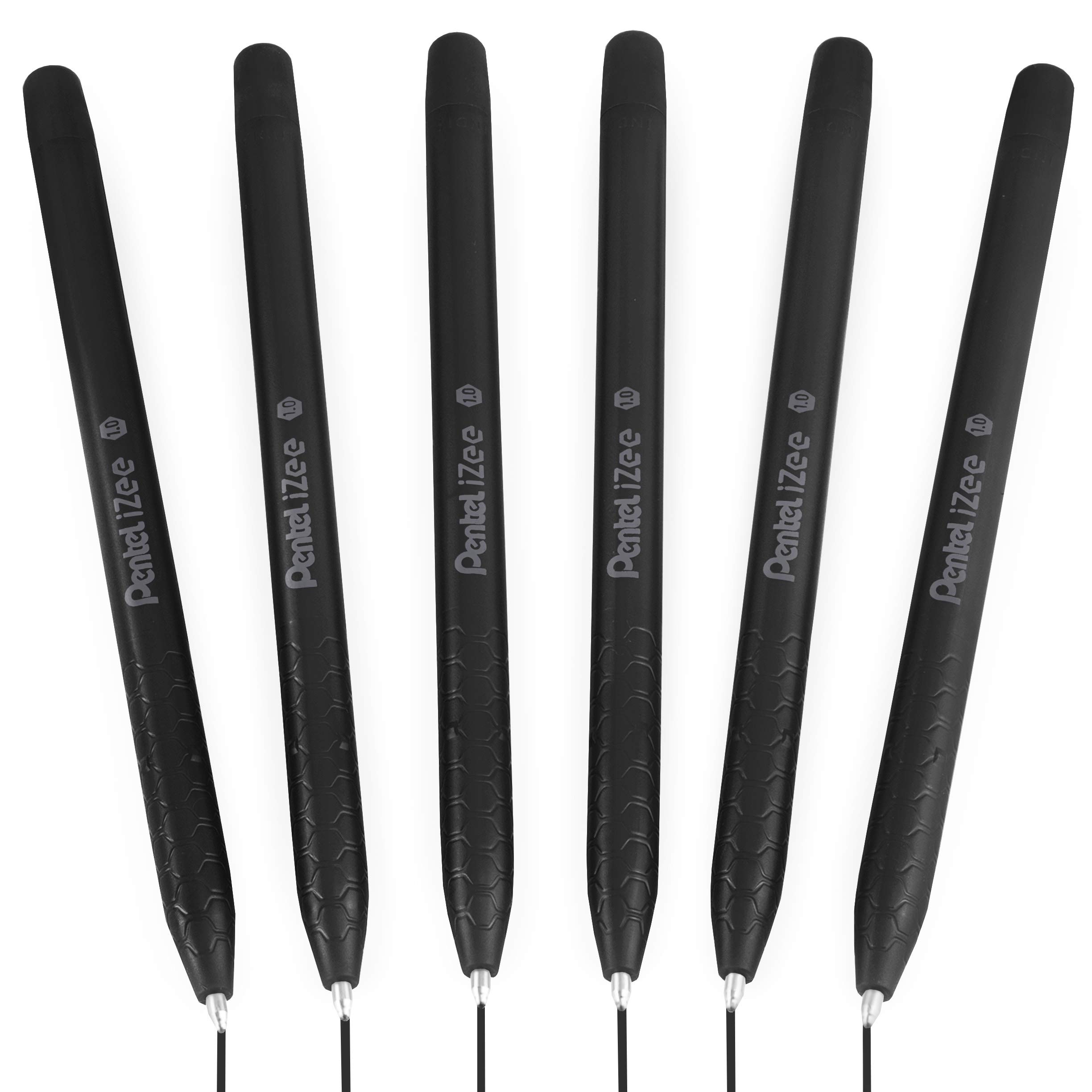 Pentel iZee BX460 Stick Ballpoint Pen - 1.0mm Nib - Black Ink - Pack of 6