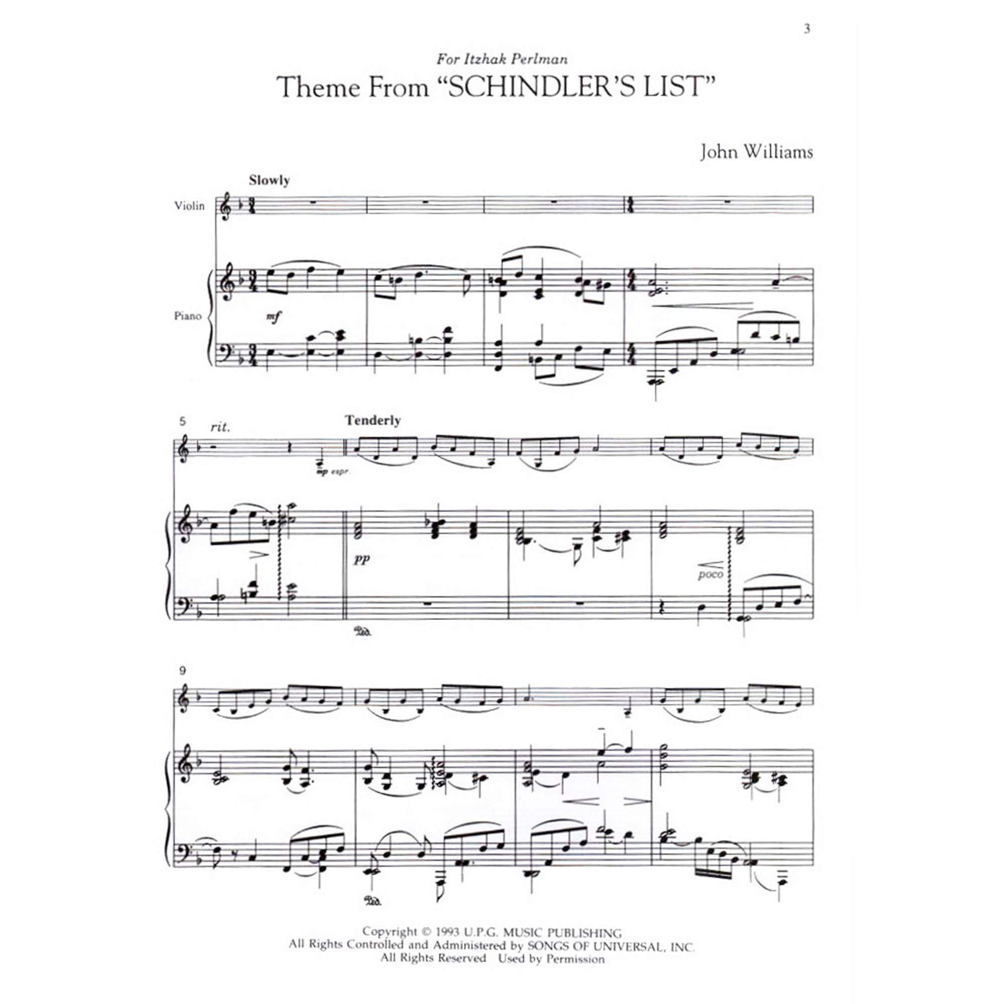 Three Pieces From Schindler S List 本 通販 Amazon