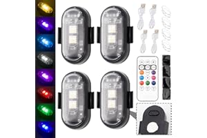 4PCS Wireless LED Strobe Lights with Remote Control, Waterproof USB Charing 8 Colors Mini LED Lights, High Brightness Anti-Co