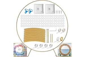 Kusamue Metal Round Backdrop Balloon Arch Kit - 7.1ft(2.16m) Golden Large Size Iron Circle Stand Set: for Birthday Party Wedding Graduation Photo Background Garden Plants Climbing Vines Decoration