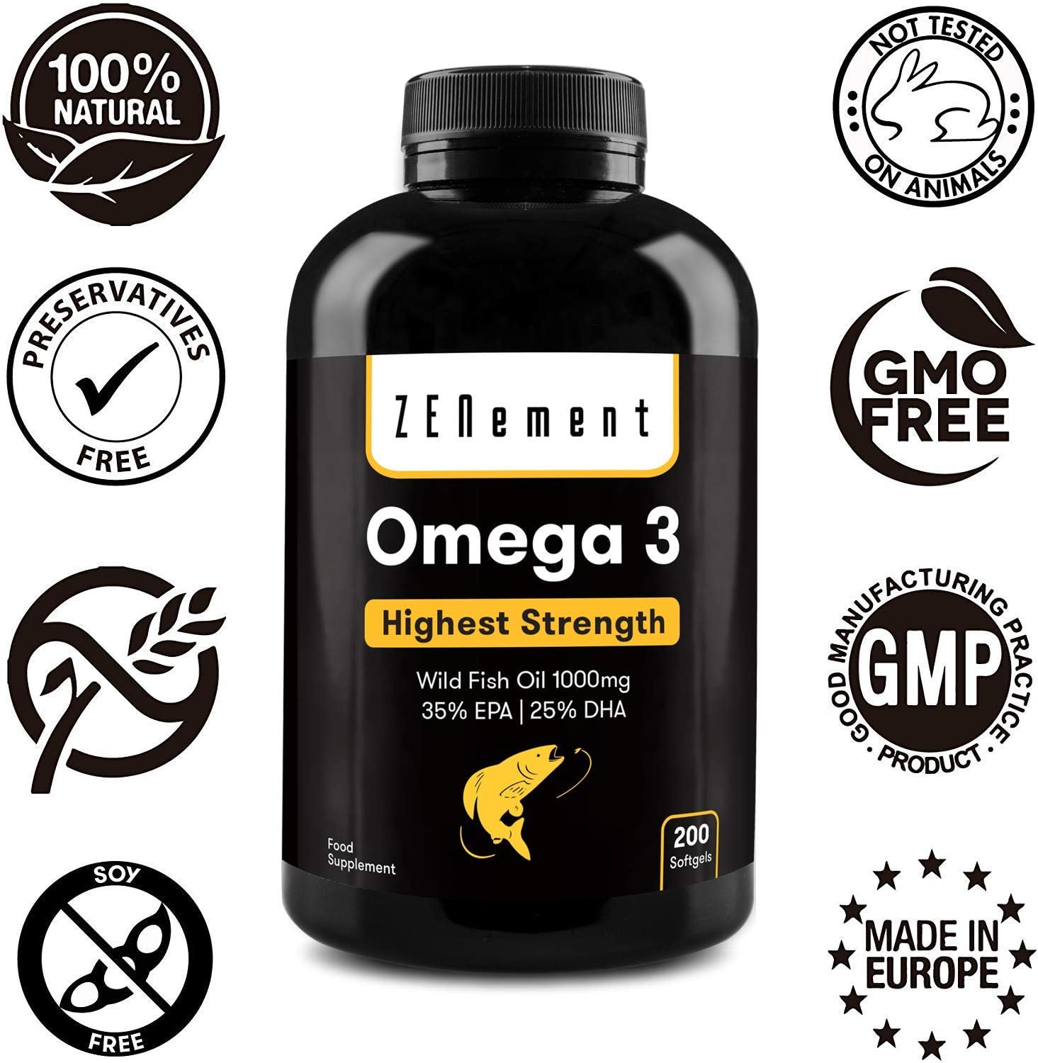 Omega 3-2000 mg (EPA 700 mg & DHA 500 mg) per Daily dose (2 softgels), Maintains Normal Triglyceride Levels - Image 4