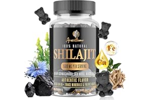 AVARINTHIUMOR 1500MG Shilajit Gummies for Men & Women, Shilajit Pure Himalayan Organic, with Ashwagandha, Sea Moss, Black Seed, Rich in Fulvic Acid, 85+ Trace Minerals, Authentic Flavor, 100% Natural, 60 Gummies