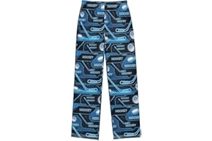 Neon Blue Tech Hockey Pajama Pants Long Loose Loungewear Sleepwear Indoor Outdoor With 2 Pockets 6-8Y