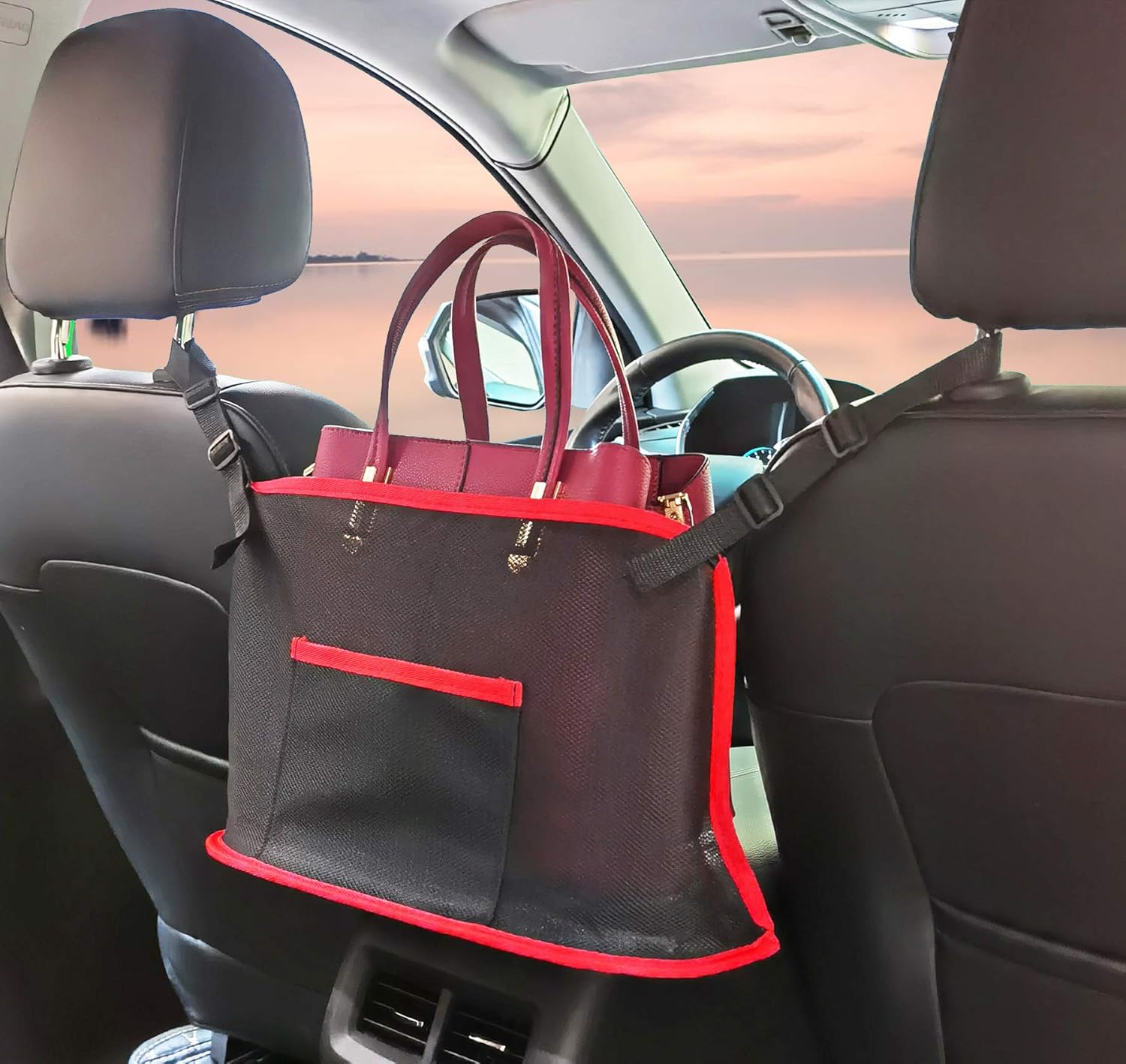 BXKM Car Net Pocket Handbag Holder,Car Backseat Organizer