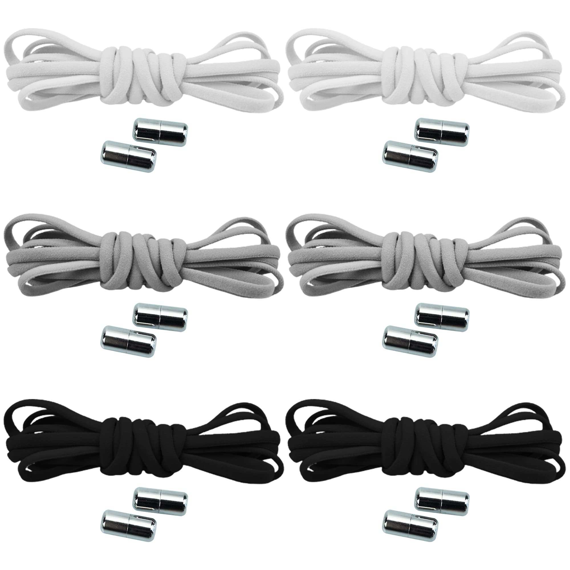 beifon 6 Pairs No Tie Elastic Laces for Adults/Kids Trainers Elastic Running Laces with Metal Lock No Tie Shoe Laces Tieless Laces for All Shoes Universal-Shoelaces Replacements