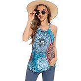 Rosyline Women Camisole with Built in Bra Summer Halter Tank Top Casual Loose Fit Shirts