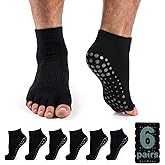 Funnysoft 6 Pairs Toeless Grip Socks for Men Open Toe Yoga Socks with Grips Pilates Non Slip for Ballet Dance Barefoot Workout