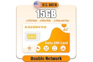 Kaisnvxs Data Only SIM Card for 365 Days 15GB - KAISNVXS Data SIM Card Compatible with USA 4G LTE Nationwide Networks for Security Solar Hunting Trail Game Cameras,GPS Tracker,Unlocked IoT Device