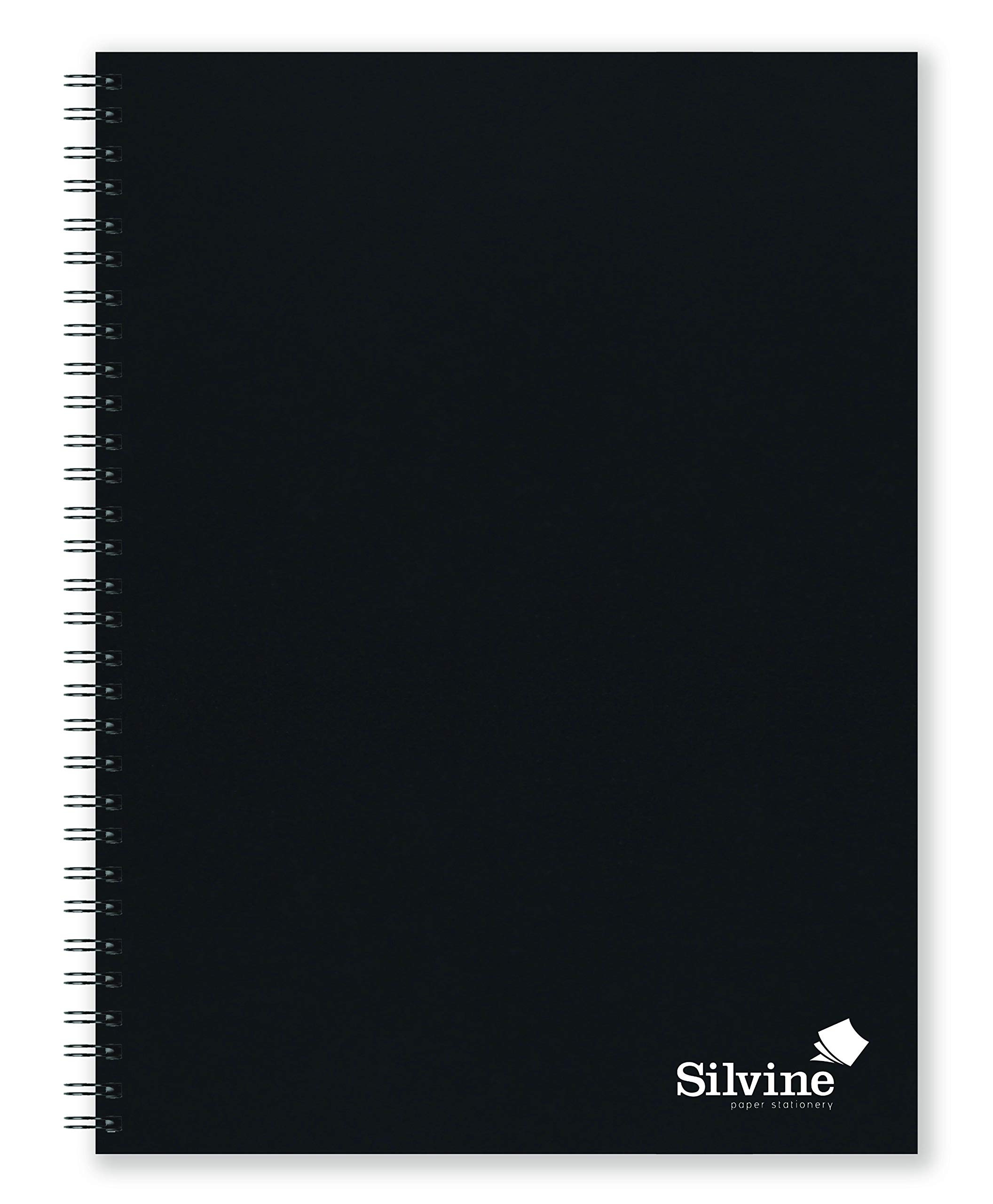 Silvine A4 Soft Touch Wirebound Hardback Notebook. 150 Pages (75 Leaves) Ruled 8mm Feint with Margin. Ref THB001 [Pack of 5], Black