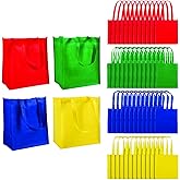 Fun Express Reusable Grocery Bags Bulk 50 Pack - Large Shopping Bags with Handles for Groceries | Foldable Tote Bags in Multiple Colors | Heavy-Duty Plastic Material for Farmers Market & Daily Use