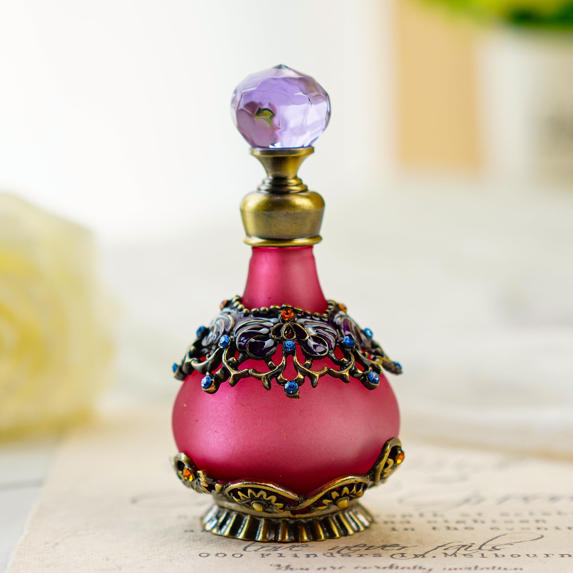YU FENG 25ml Purple Vintage Refillable Crystal Decor Perfume Bottle (purple)