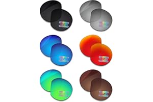 Bowyer 6 Pairs POLARIZED Replacement Lenses for Oakley Meta HSTN OW8002 51mm AI Glasses - Black + Titanium Mirror + Surf Blue