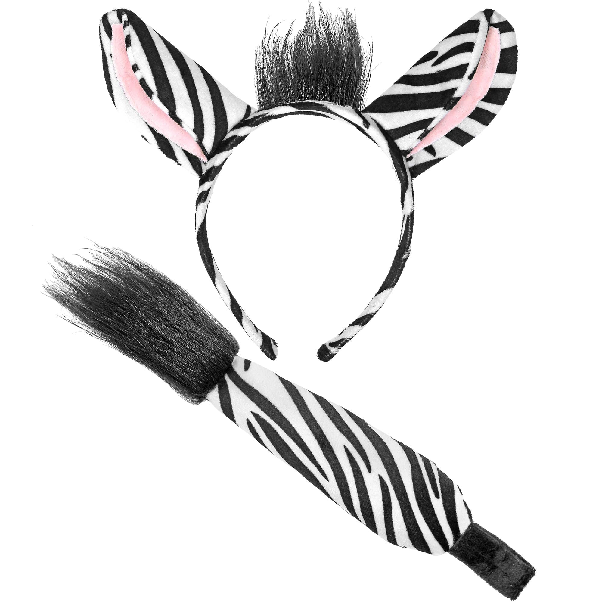 Widmann Fancy Dress Set Zebra Ears and Tail Carnival Theme Party