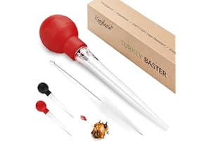 Kendane Turkey Baster With Cleaning Brush, Baster Syringe for Home Baking and Roaster Turkey, Include Detachable Food Grade Bulb with Double Scales for BBQ Grill Baking Kitchen Cooking，RED