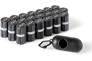 Amazon Basics Dog Poop Bags with Dispenser, 300 Count, Enhanced for Guaranteed Leakproof, Unscented, Includes Leash Clip
