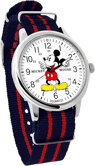 Amazon ミッキー 腕時計 Disney ミッキーマウス ウォッチ ベルト ネイビーレッド 付け替え可能 ディズニー 腕時計 メンズ レディース キッズ Watch Disney ミッキー 手が回る 時計 Nato 並行輸入品 レディース腕時計 腕時計 通販
