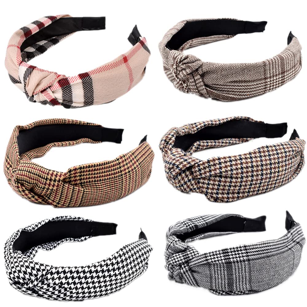 Headbands for Women's Hair Flower Printed Fabric Hair Band Elastic Knot Head band Hair Accessories for Women Girl (Headband_6check)