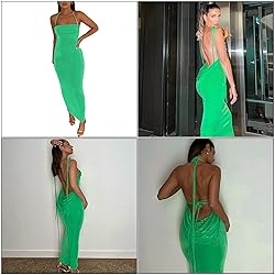 RARITYUS Women Maxi Dress Sexy Backless Draped