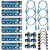 Leboo 6-Pack PCIE Riser VER 007 PCI Riser 6 PIN 1x to x16 Powered Riser Adapter Card w/ 60cm USB 3.0 Extension Cable & PCI-E to SATA Power Cable - GPU Riser Adapter