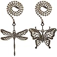 Dotlite Bronze Ceiling Fan Pull Chain Extender,Dragonfly and Butterfly Decorative Fan Chain Pendant Extension,12in 3mm Beaded Fan String Chain Ornaments with Connector for Fan Lamp,2Pack