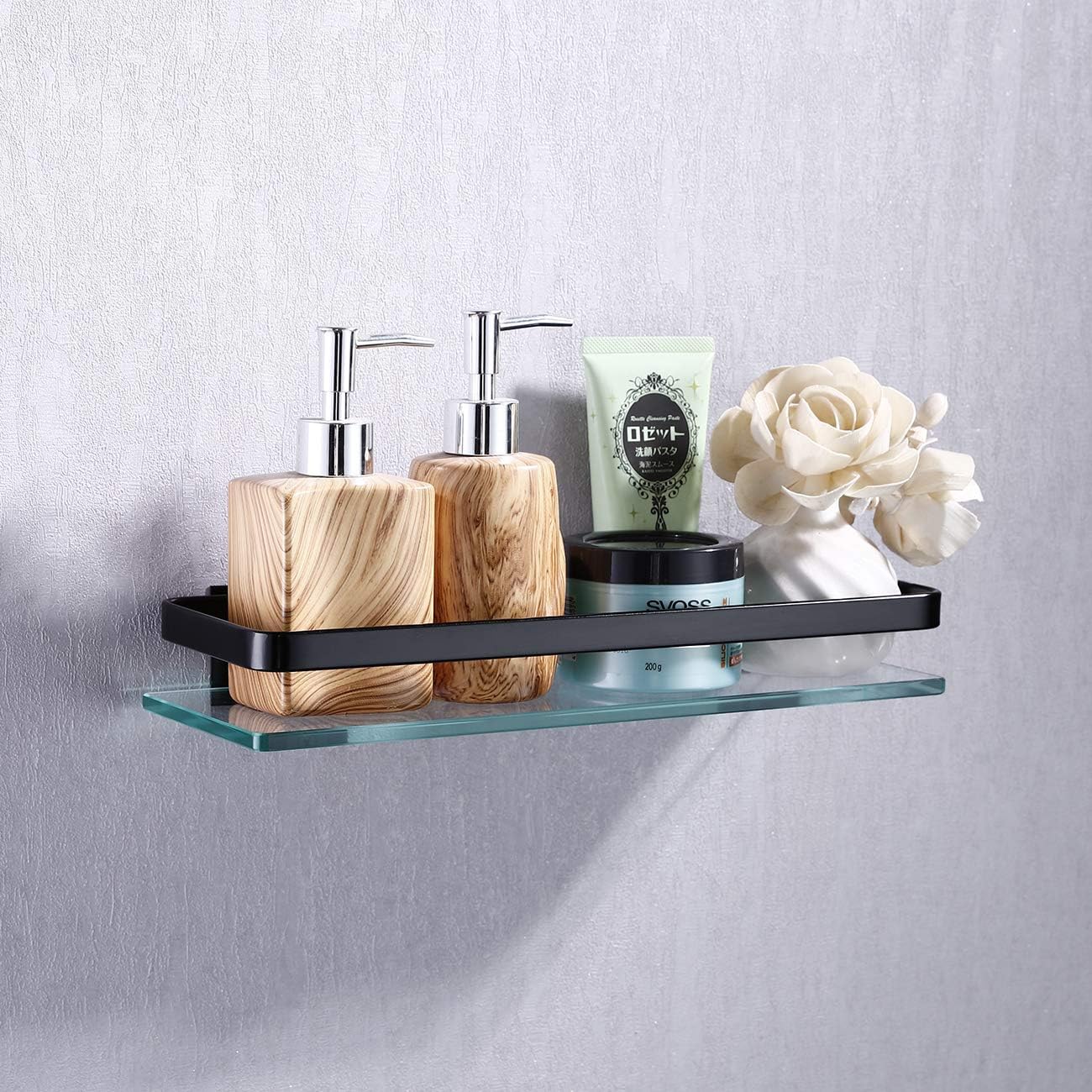 KES Aluminum Bathroom Glass Shelf Tempered Glass Rectangular 1 Tier